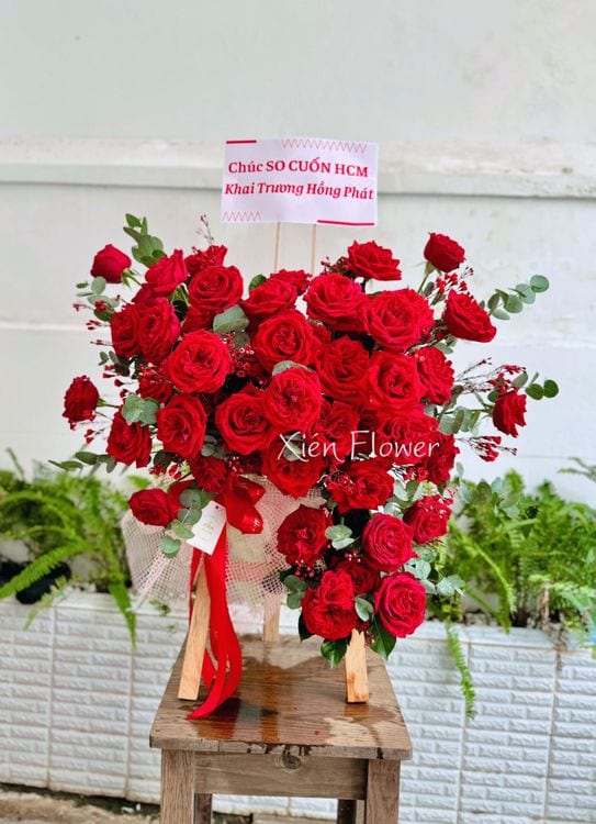 Kệ Hoa Khai Trương Đỏ Vinh Hiển Mini  — Kệ Hoa Chúc Mừng
