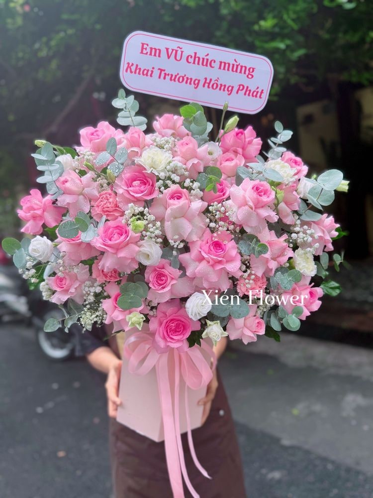 Giỏ Hoa Lời Chúc Hồng — Giỏ Hoa